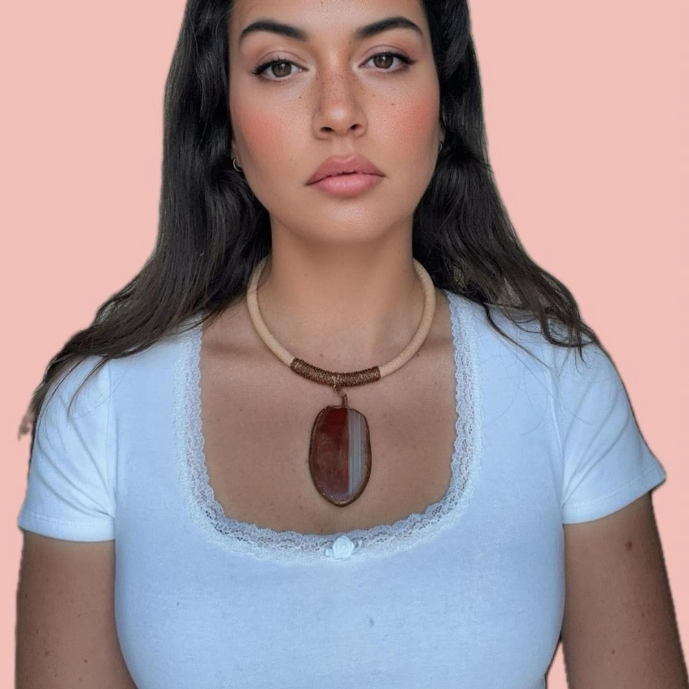 Boho Festival Choker – Statement Faux Crystal Pendant